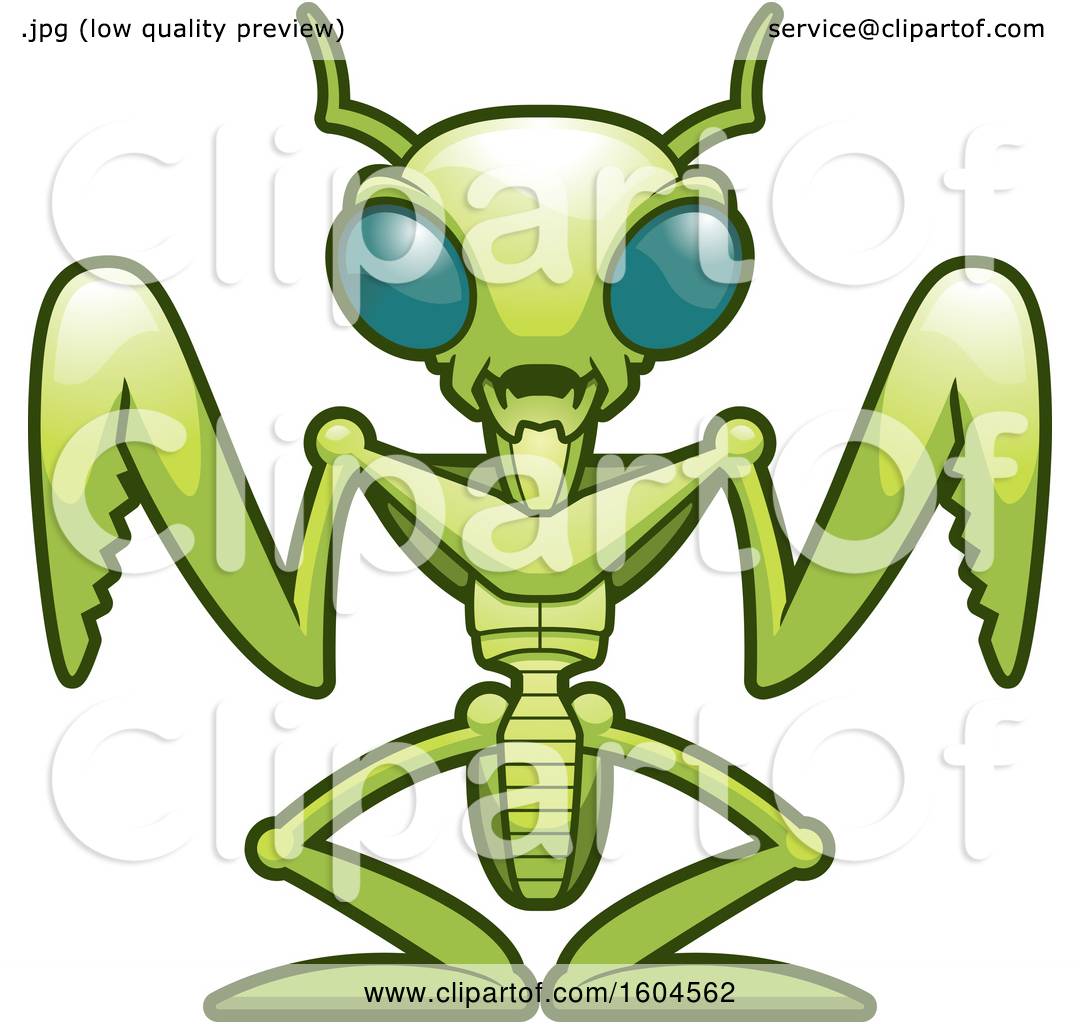 1080x1024 Clipart Of A Green Praying Mantis Monster