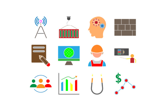580x387 Engineering And Manufacturing Vector Icon Set Graphic
