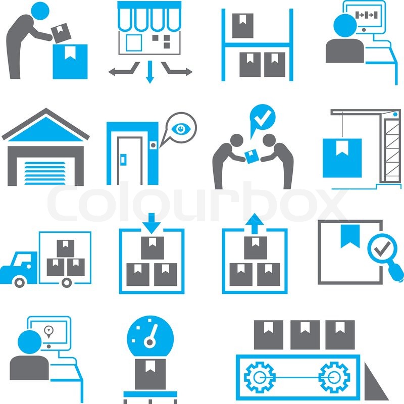 800x800 Manufacturing Icons In Blue Color Stock Vector Colourbox