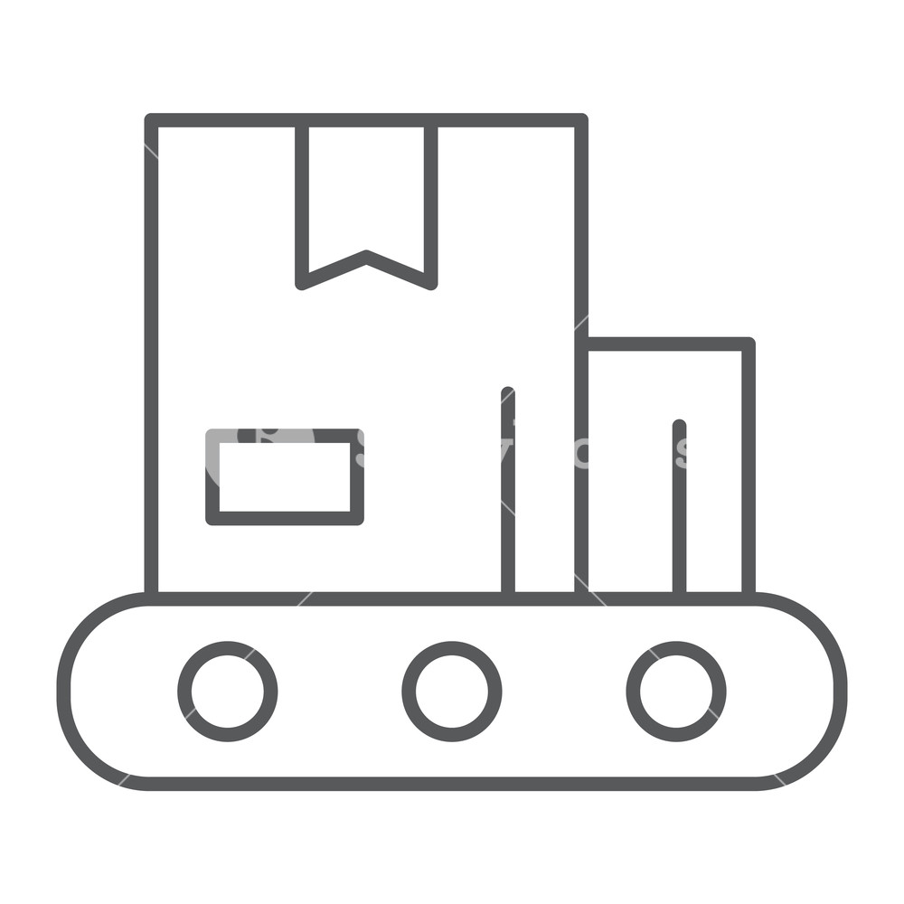 1000x1000 Conveyor Thin Line Icon, Production And Factory, Manufacturing