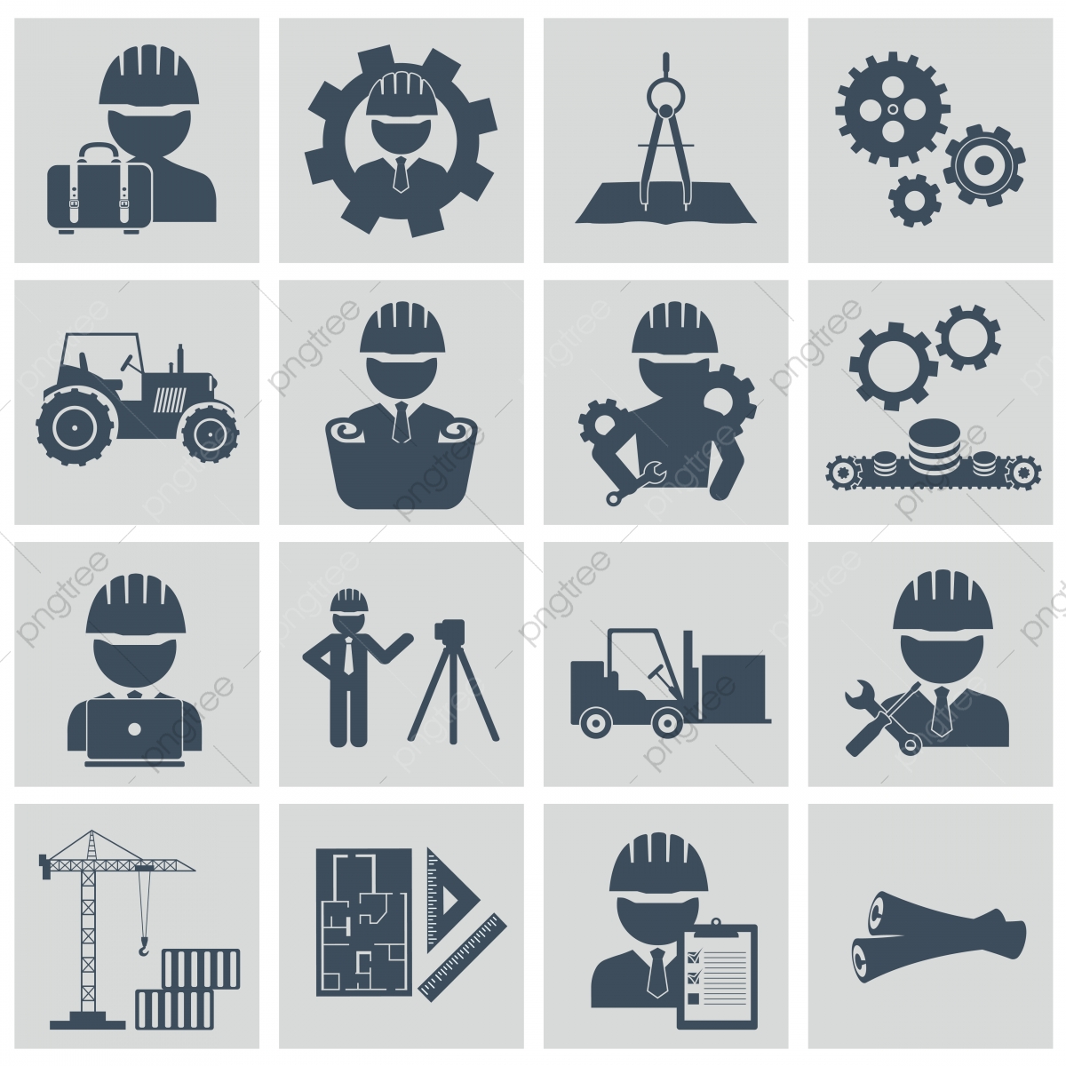 1200x1200 Engineering Icon Set Engineer Construction Equipment Machine