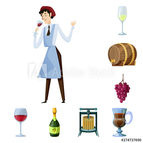 500x500 Vector Illustration Of Grape And Winery Symbol Set Of Grape