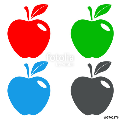 Icono Plano Manzana En Varios Colores 500x500 Icono Plano Manzana En Varios Colores