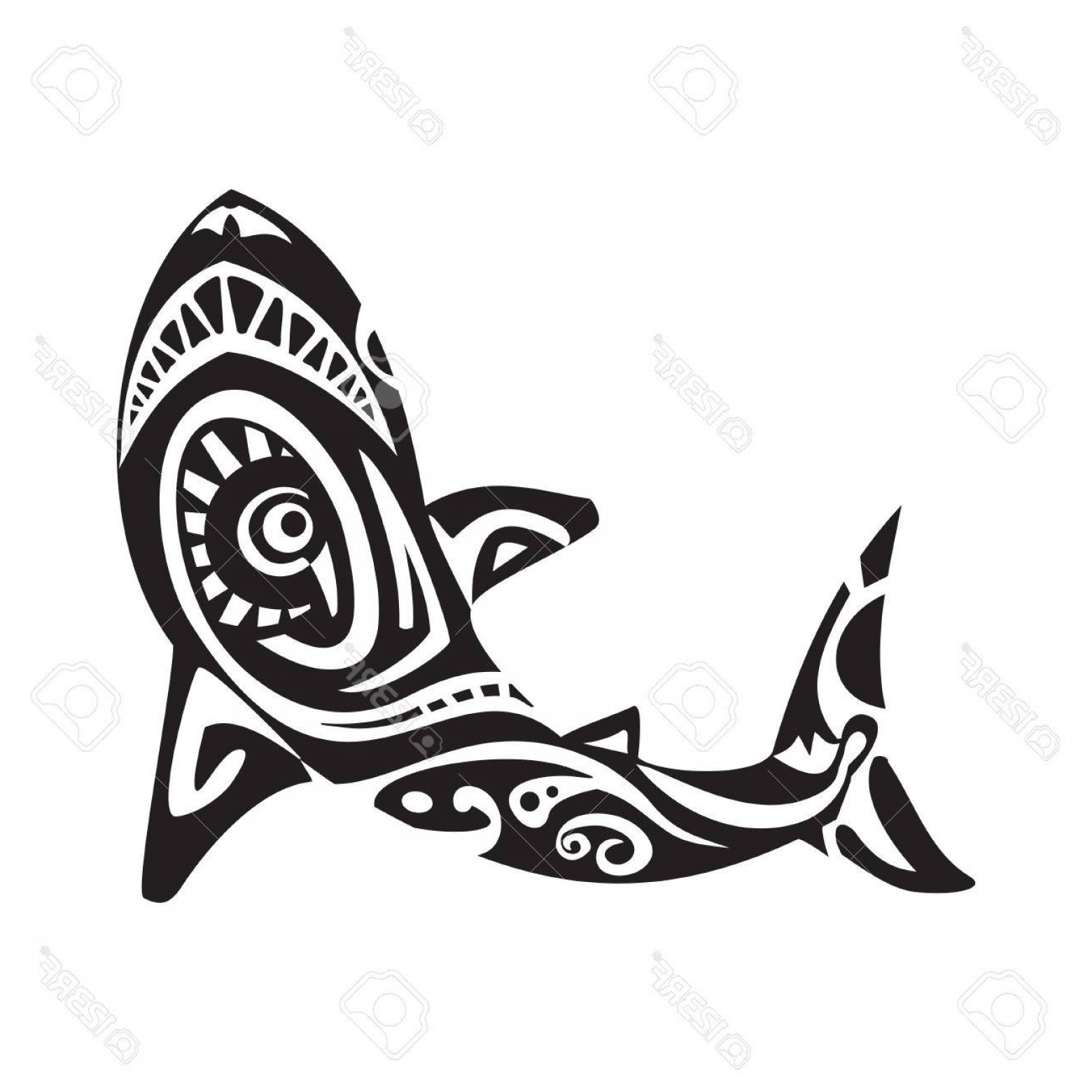 1560x1560 Photostock Vector Shark Tattoo In Maori Style Vector Illustration