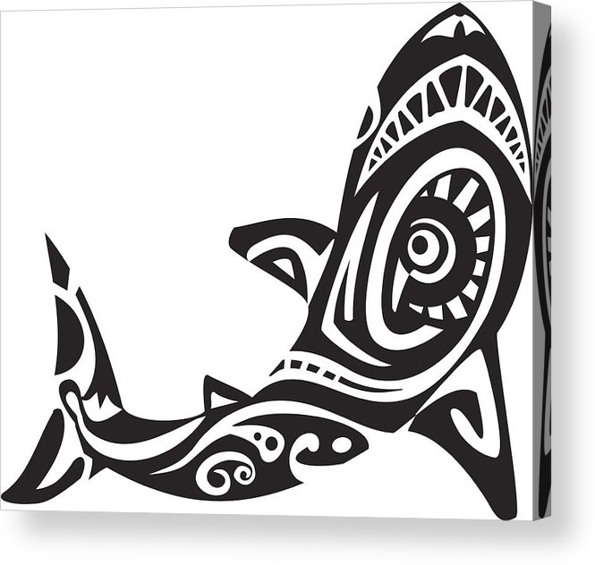 665x632 Shark Tattoo In Maori Style Vector Illustration Acrylic Print