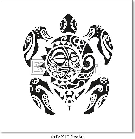 561x581 Free Art Print Of Turtle Tattoo In Maori Style Vector