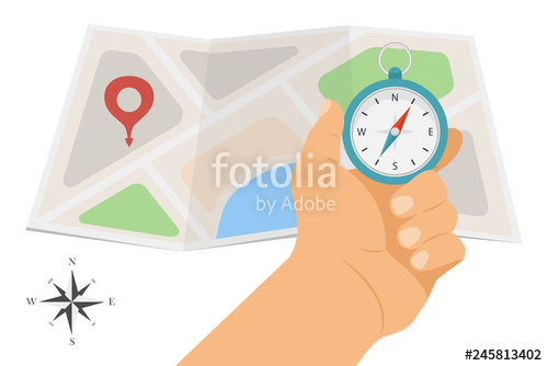 Map Icon With A Compass Vector Navigation Compass And Map 500x334 Map Icon With A Compass Vector Navigation Compass And Map