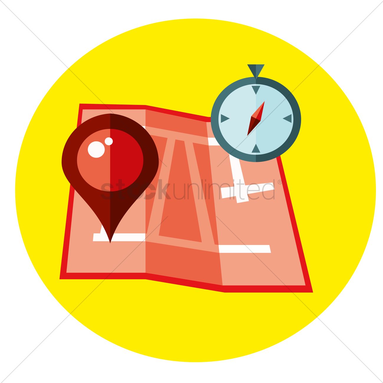 Map With Compass Vector Image 1300x1300 Map With Compass Vector Image