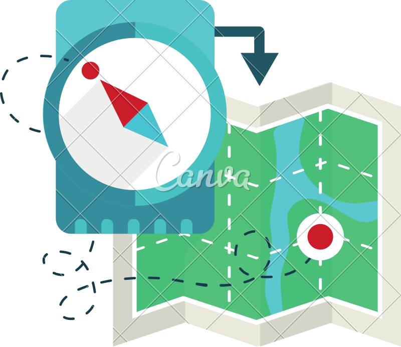 Traveling Compass And Map Vector Icon Illustration 800x692 Traveling Compass And Map Vector Icon Illustration