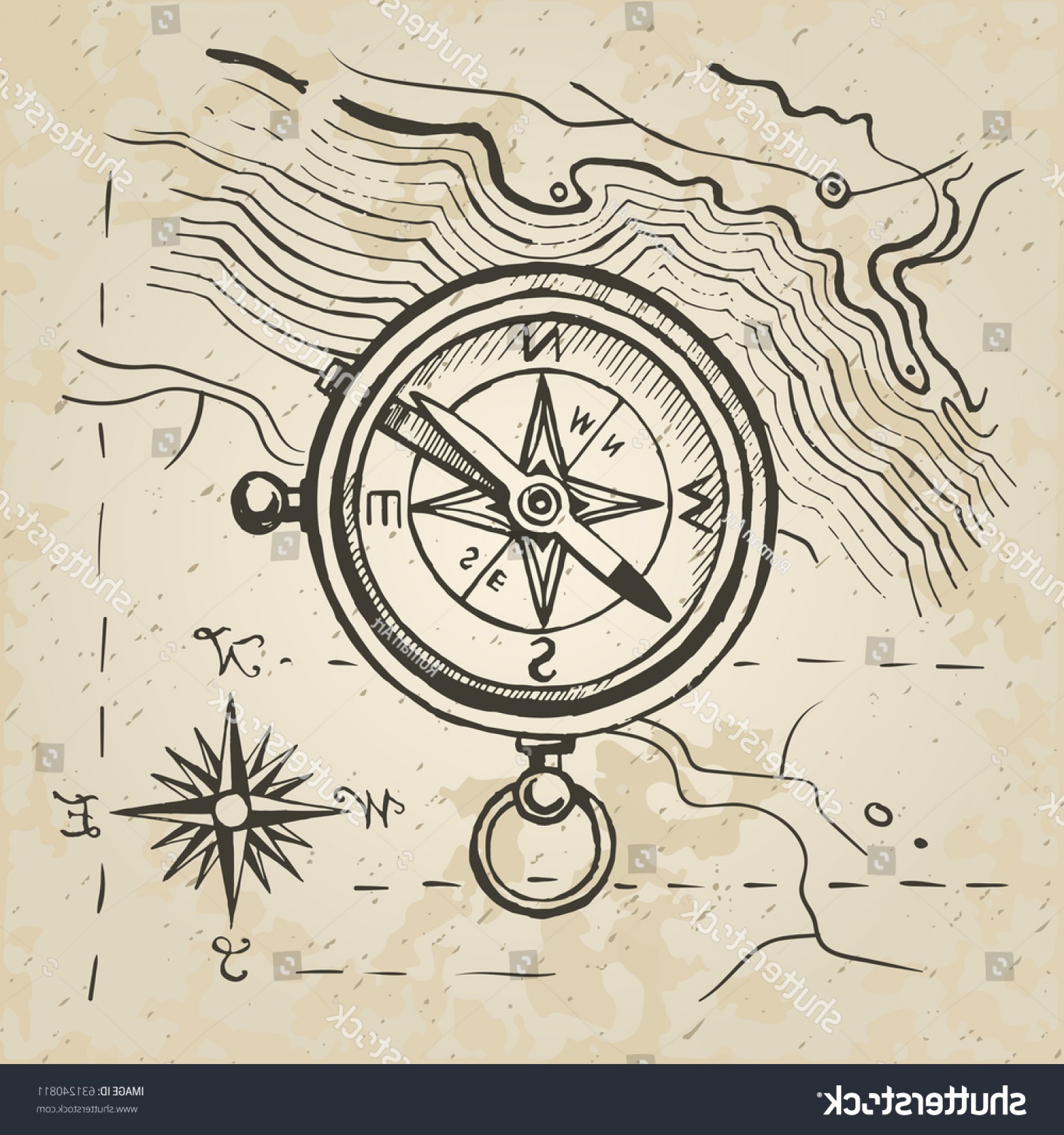 Морской компас рисунок