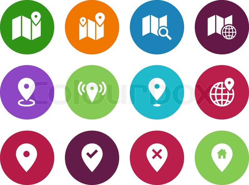 800x593 Map Circle Icons On White Background Stock Vector Colourbox