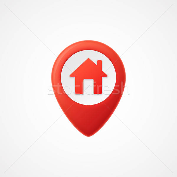 600x600 Map Pointer With Home Icon Map Markers Vector Illustration