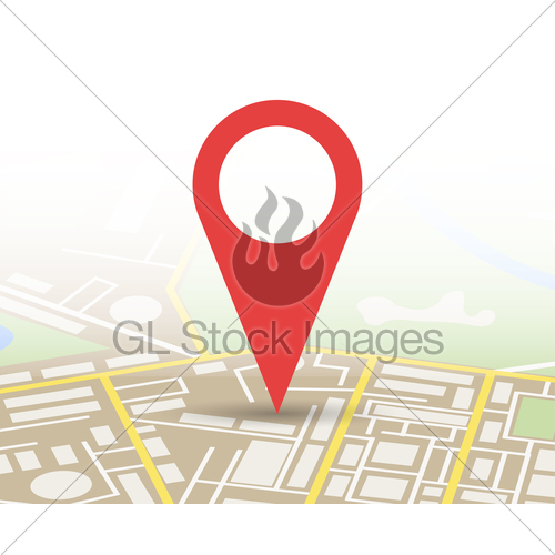 500x500 City Map With Marker, Vector Icon Gl Stock Images