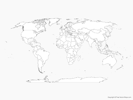 460x345 Vector Map Of World With Countries