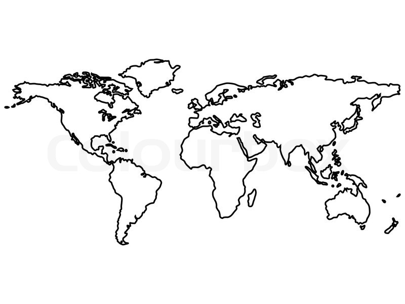 800x600 Black World Map Outlines Isolated On Stock Vector Colourbox