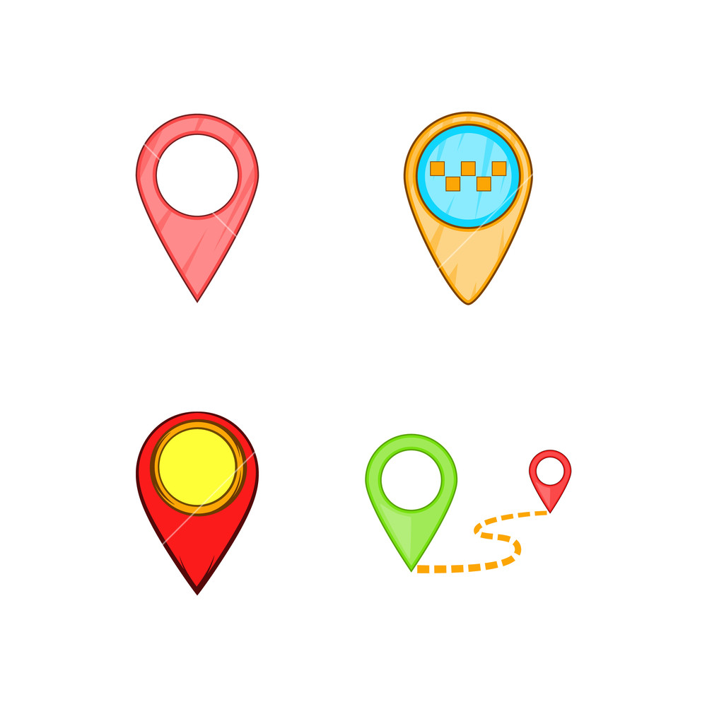 1000x1000 Map Pn Set Cartoon Set Of Map Pin Vector Icons For Your Web