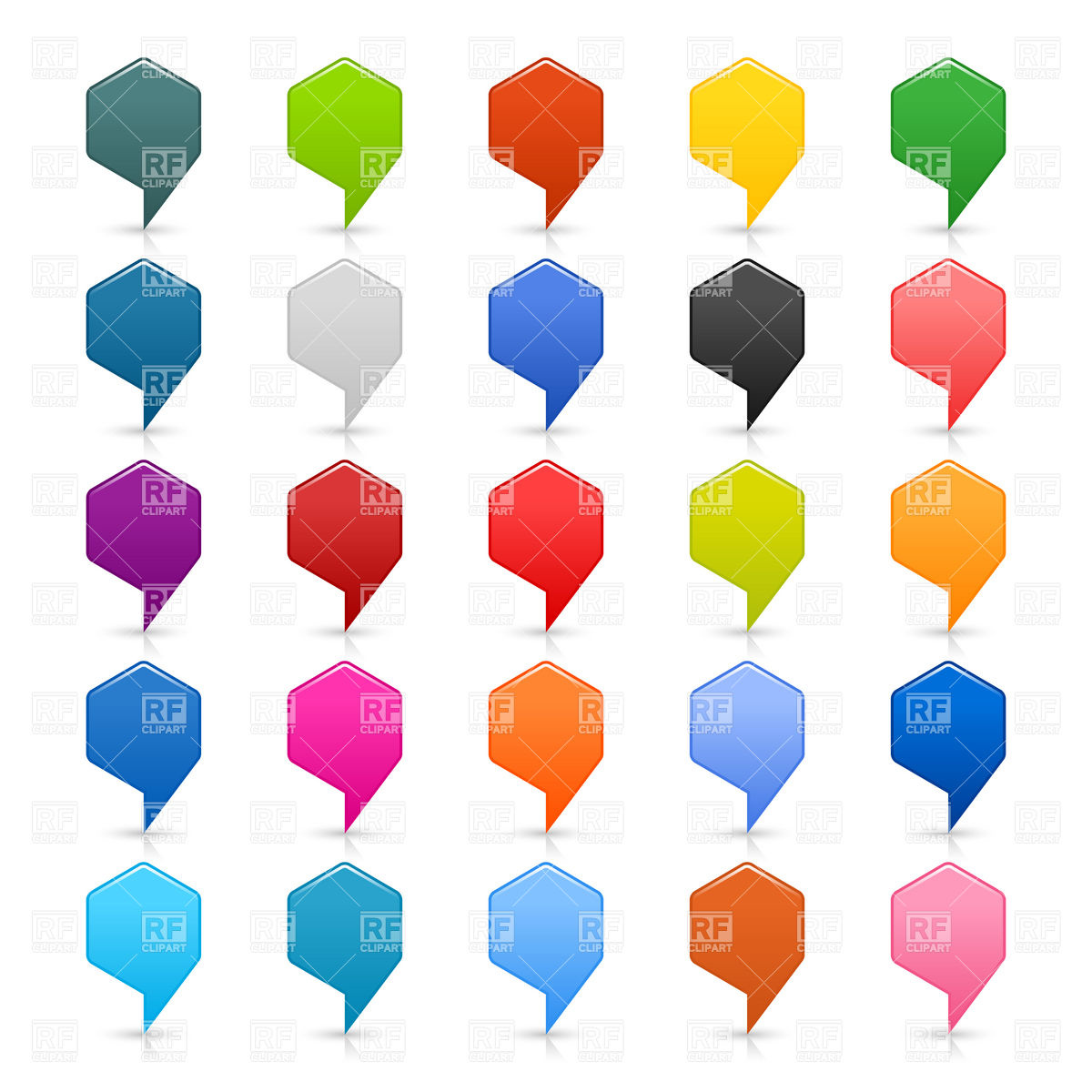 1200x1200 Set Of Hexagon Map Pins Vector Image Of Signs, Symbols, Maps