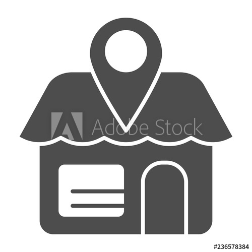 500x500 Store Location Solid Icon Market Wit Map Pin Vector Illustration