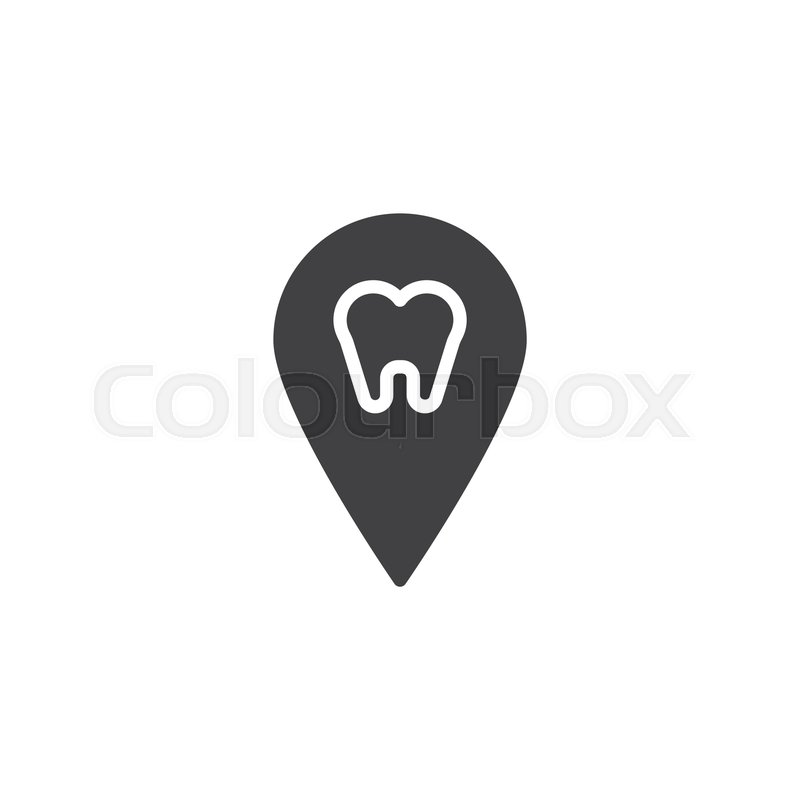 800x800 Tooth With Map Pin Vector Icon Filled Stock Vector Colourbox