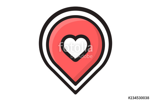 500x334 Map Pn, Location Pin Vector Icon, Map Pointer With Heart
