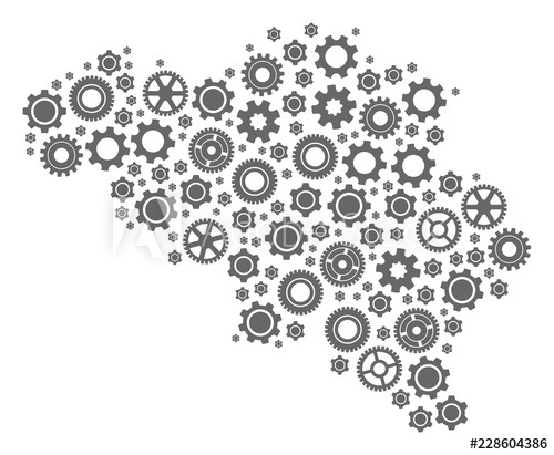 500x411 Map Of Belgium Designed With Gray Cog Symbols Vector Abstract