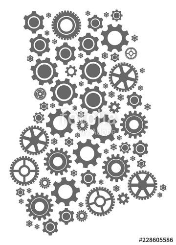 360x500 Map Of Ghana Composed With Gray Wheel Symbols Vector Abstract