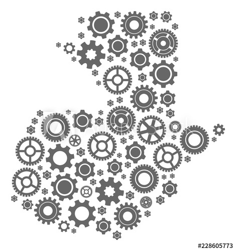470x500 Map Of Guatemala Created With Gray Engine Symbols Vector Abstract