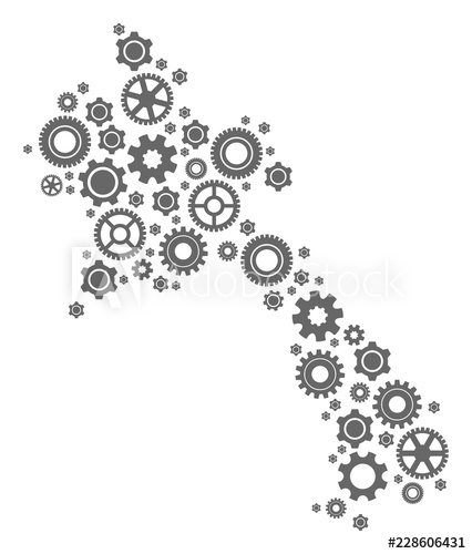 426x500 Map Of Laos Composed With Gray Wheel Symbols Vector Abstract