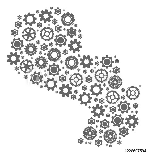 479x500 Map Of Paraguay Created With Gray Wheel Symbols Vector Abstract