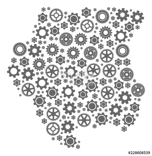 485x500 Map Of Suriname Composed With Gray Gear Symbols Vector Abstract