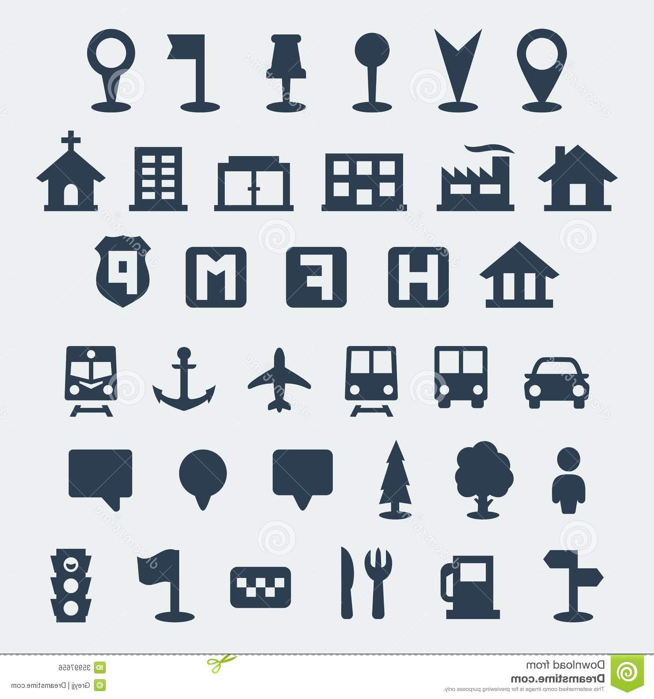 1300x1390 Unique Map Symbols Vector Library Vector Images Design
