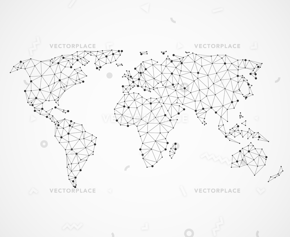 1000x818 Networking World Map Texture Low Poly Vector Illustration