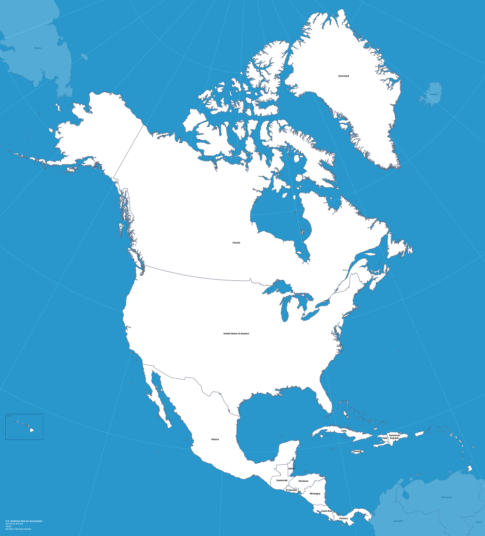 1000x1105 Open Source Vector North America Map