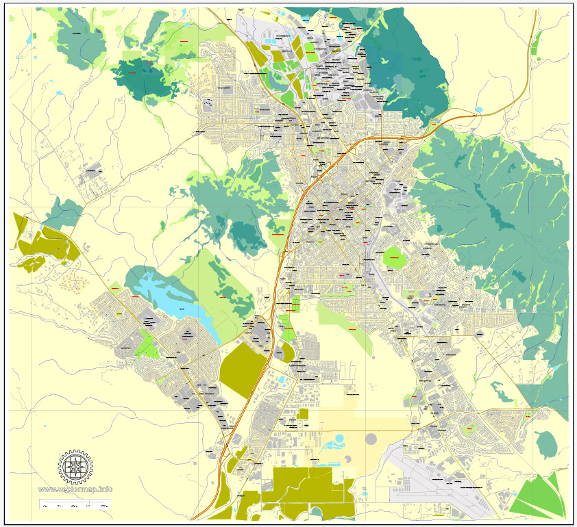 842x770 San Luis Obispo, California, Us, Exact Vector Street City Plan Map