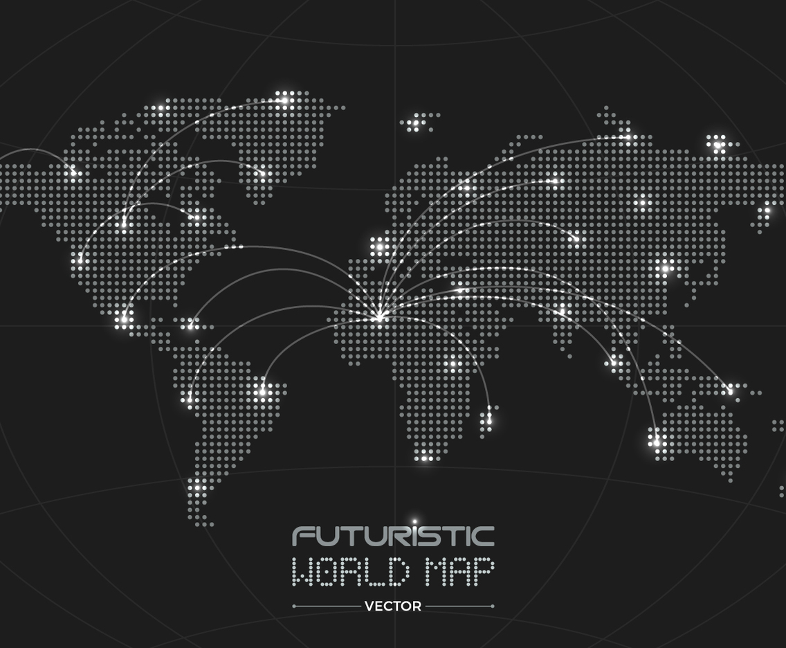 1136x936 Futuristic World Map Vector Art Graphics