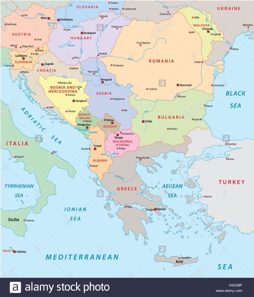 875x1024 Southeastern Europe Map Southeast Stock Vector Art Illustration