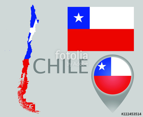 500x409 Colorful Flag, Map Pointer And Map Of The Chile In The Colors