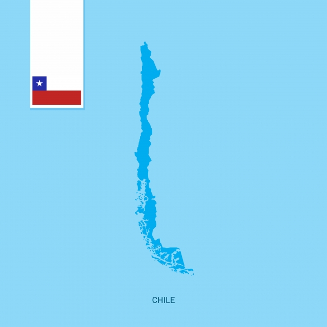 640x640 Chile Country Map With Flag Over Blue Background