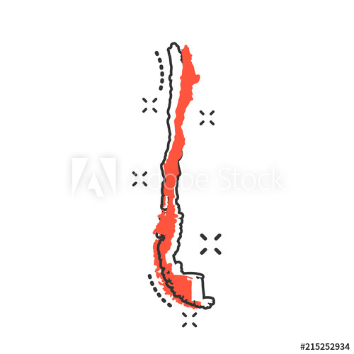 500x500 Vector Cartoon Chile Map Icon In Comic Style Chile Sign