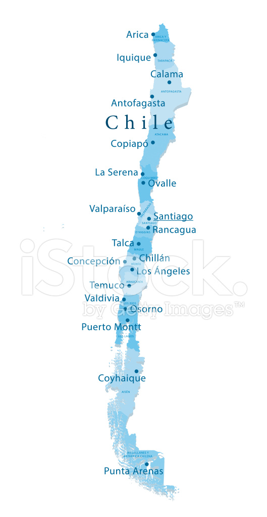529x1024 Chile Vector Map Regions Isolated Stock Vector