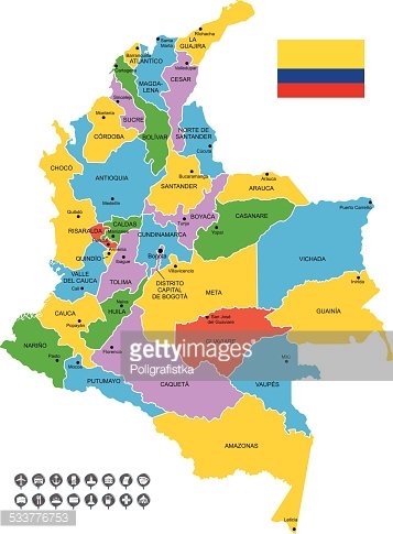 357x485 Detailed Vector Map Of Colombia Premium Clipart