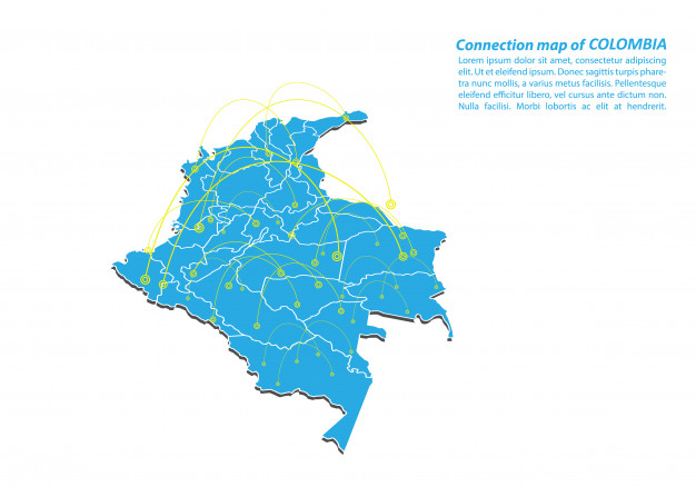 626x438 Modern Of Colombia Map Connections Network Design Vector Premium