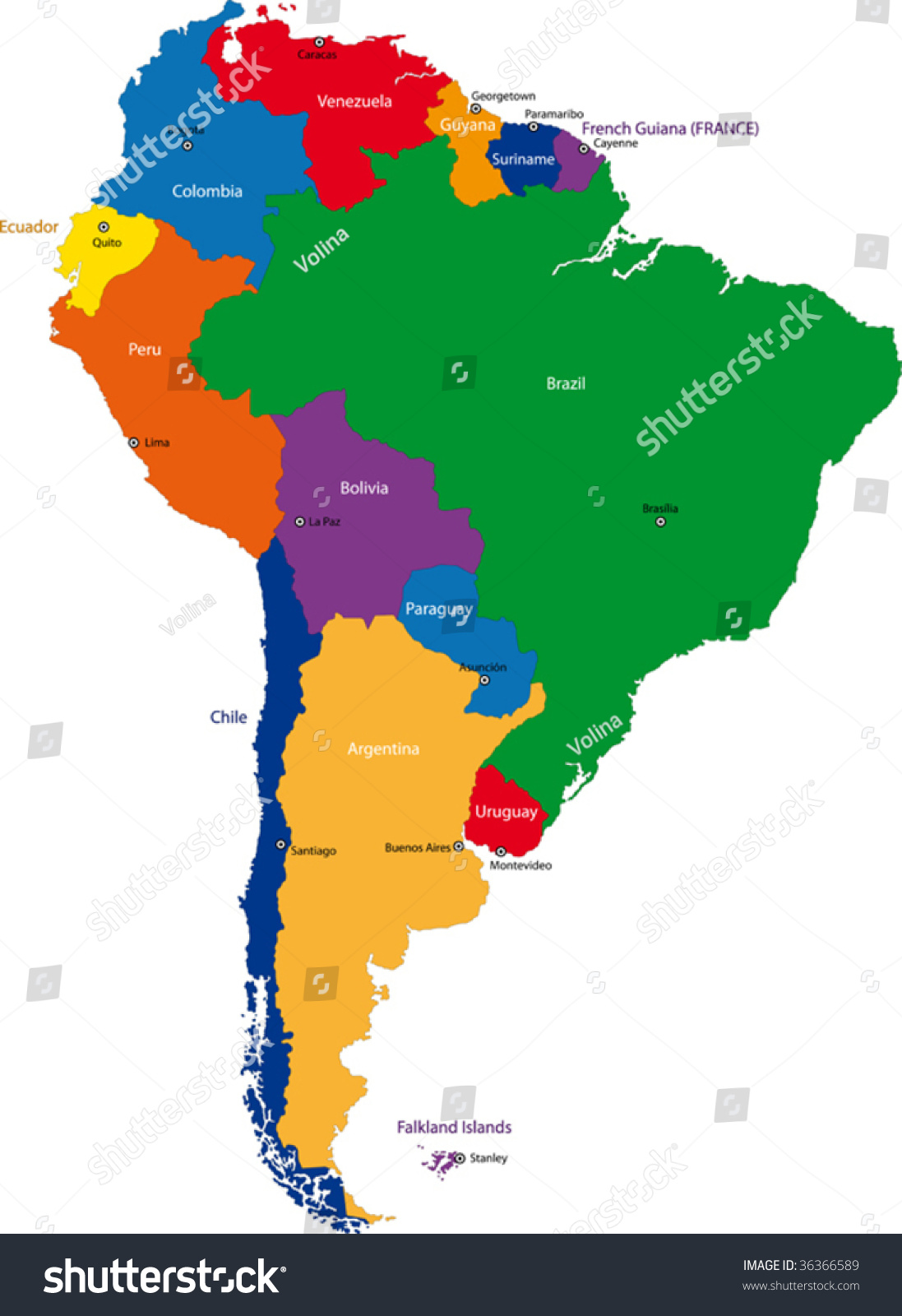 1097x1600 Stock Vector Colorful South America Map With Countries And Capital