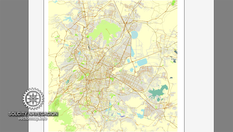 800x453 Mexico City Mono Vector Map For Adobe Illustrator City Plan