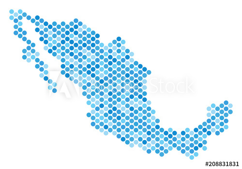 500x349 Blue Circle Dot Mexico Map Vector Geographic Map In Blue Color