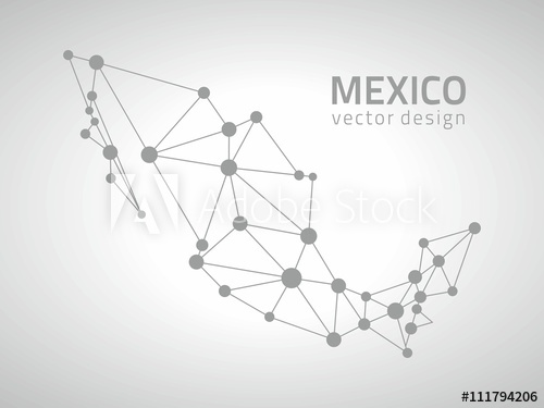 500x375 Mexico Vector Contour Grey Map