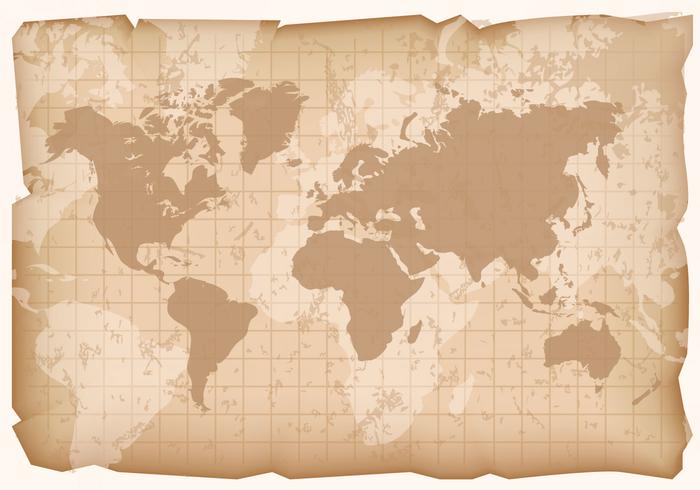 Vector Do Mapa Mundial Do Vintage 700x490 Vector Do Mapa Mundial Do Vintage