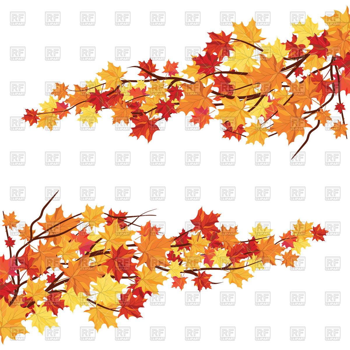 Branches With Orange Maple Leaves Vector Image Of Plants 1200x1200 Branches With Orange Maple Leaves Vector Image Of Plants