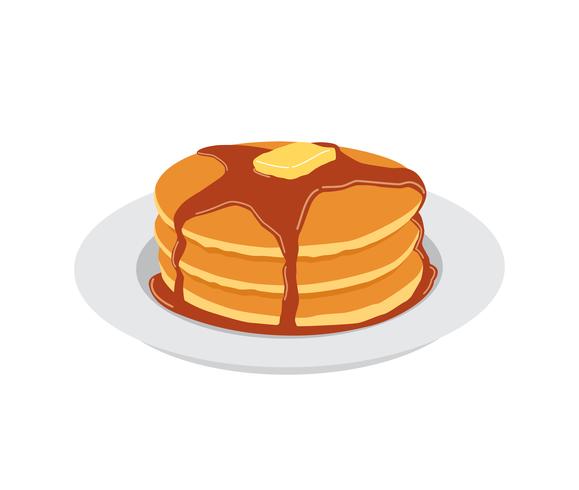 579x490 Pancakes With Butter And Maple Syrup Sweet On White Plate Vector