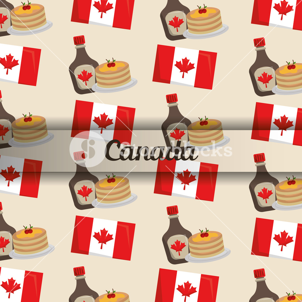 1000x1000 Canada Flag Pancake And Maple Syrup Pattern Vector Illustration